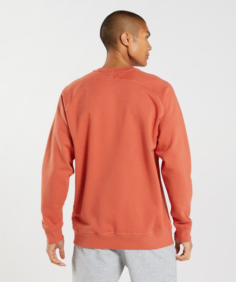 Men's Gymshark Apollo Crew Sweatshirts Orange | NZ 8QHTBP